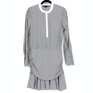 Veronica Beard Everett Dress Women's Size S Striped Blue White Ruched Front